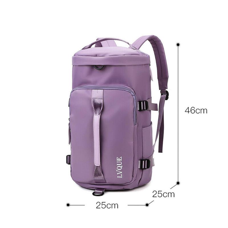 Unisex Backpack Travel Sports Compartment Gym Fitness Camping Bag (Purple) Newly