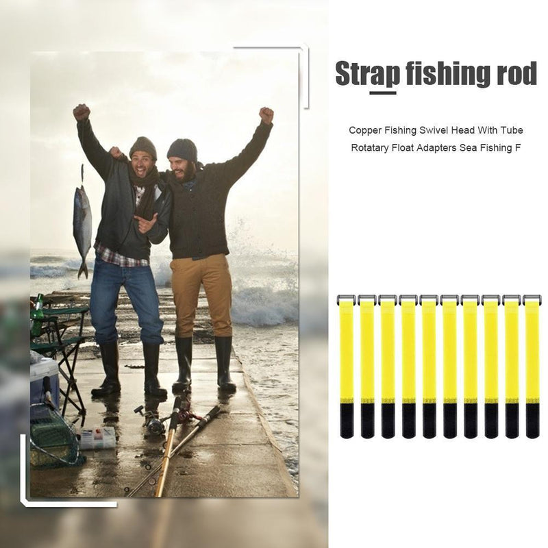 20pcs Fishing Rod Tie Strap Holder Suspenders Hook Cable Cord Belt (Yellow)