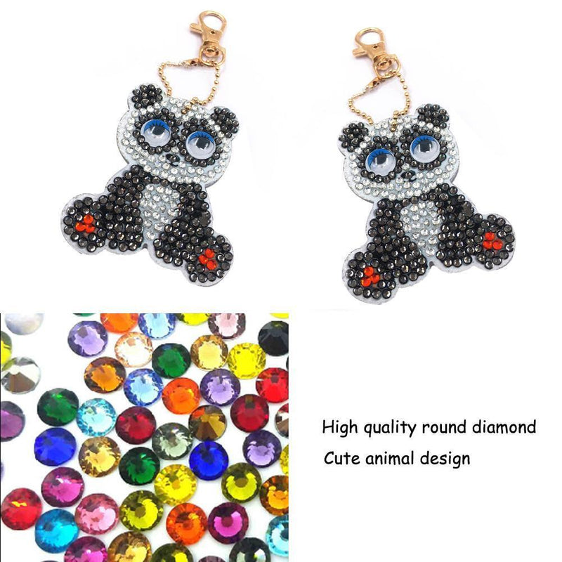 hnnew 1pcs DIY Cute Animal Keychain Hand Made Diamond Painting Drilling Vol