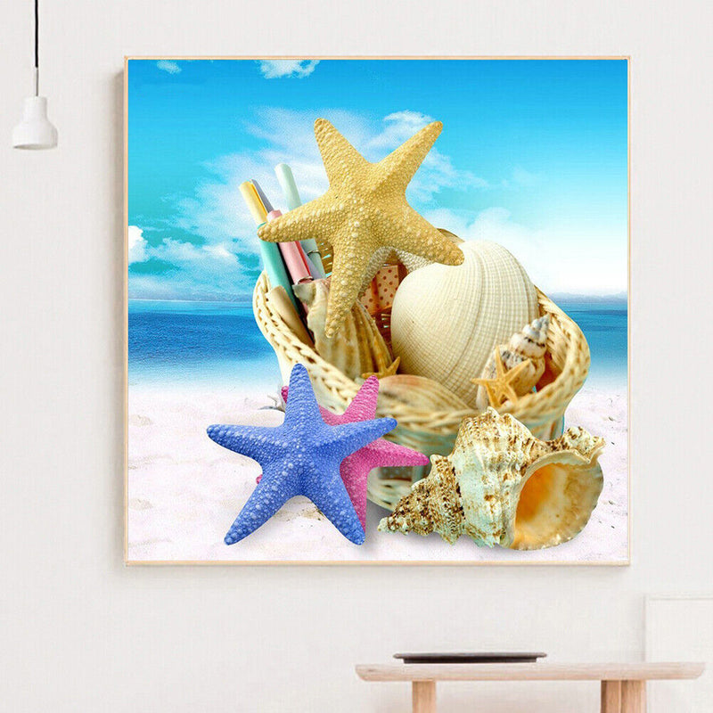 Conch Sea Star Full Round Drill Mosaic Wall Art Picture of Rhinestone Decoration