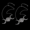 Crystal Women Goddess Pentagram Pendant Pentacle Choker Triple Moon Necklace