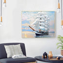 White Ship Colouring Oil Canvas Picture DIY Hand Painted Paint By Numbers Kit