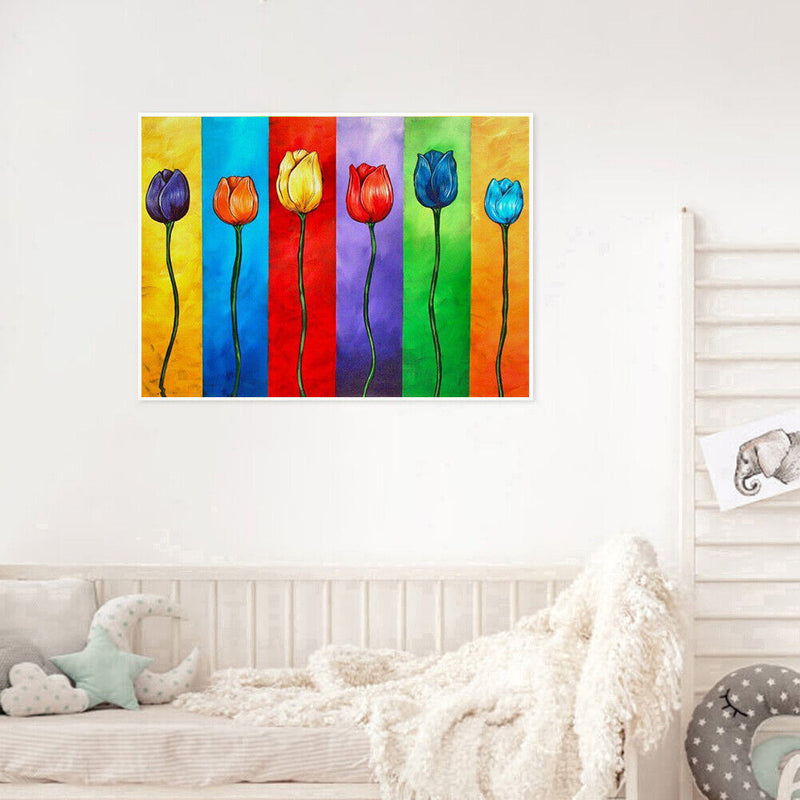 Full Round Diamond Painting Colorful Tulips DIY Handmade Wall Art Craft Gifts