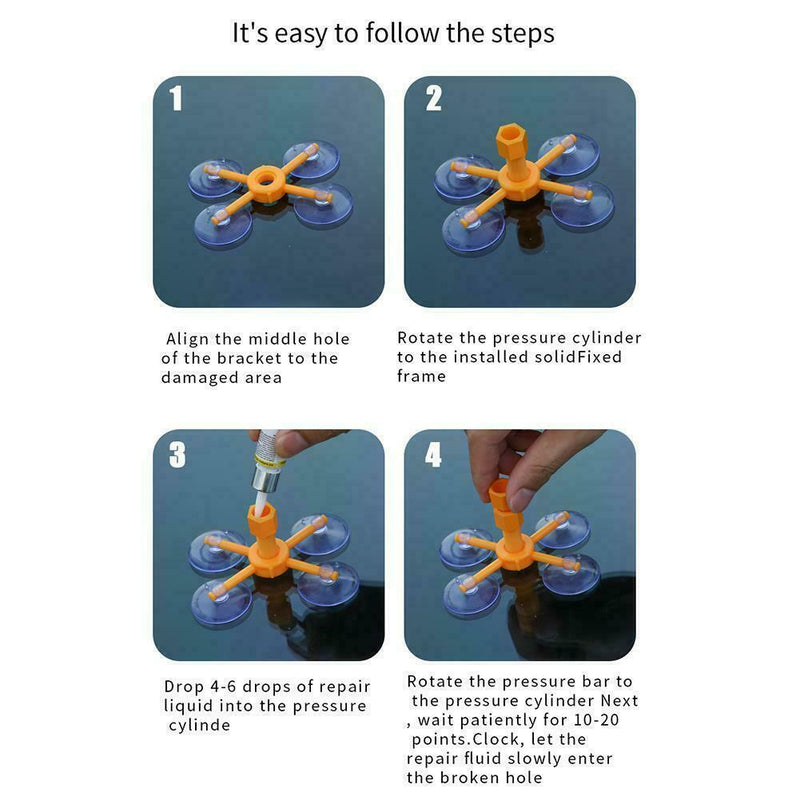 Windscreen Windshield Repair Tool Set Car Kit Wind Fix Glass For Chip Crack X2U1