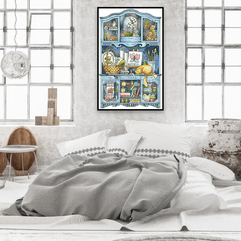 Partial Embroidery Set Cross Stitch Needlework Kit 14CT House Cabinet Artwork