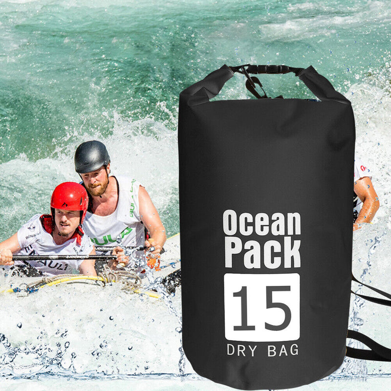 Waterproof Dry Bag Pack Sack Swimming Kayaking River Trekking (15L Black)