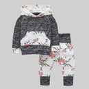 Kids Long Sleeve Floral Hoodie Pants 2pcs Cotton Clothing Set (Printed 2-3Y-2546