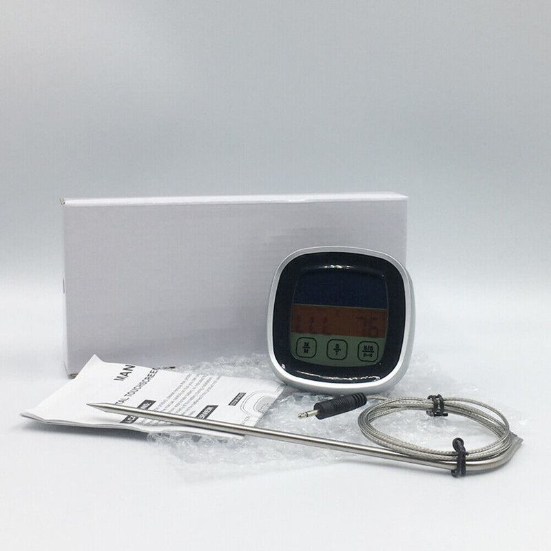 Meat Kitchen Thermometer BBQ Cooking Temperature Probe Meter Timer (Black)