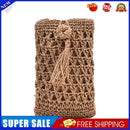 Women Travel Straw Woven Mini Shoulder Crossbody Phone Bag (Light Brown)
