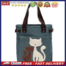 Women handbag canvas bag with cute cat fashion ladiesl bags(light green)