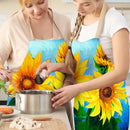 #A Sunflower Linen Kitchen Apron Household Waterproof Cooking Bibs for Men Women
