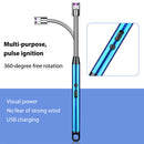 Windproof Electric BBQ Lighter USB Plasma Ignition for Gas Stove (Blue)