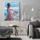 Beach Girl Back Oil Paint By Numbers DIY Canvas Wall Picture Craft Home Dec