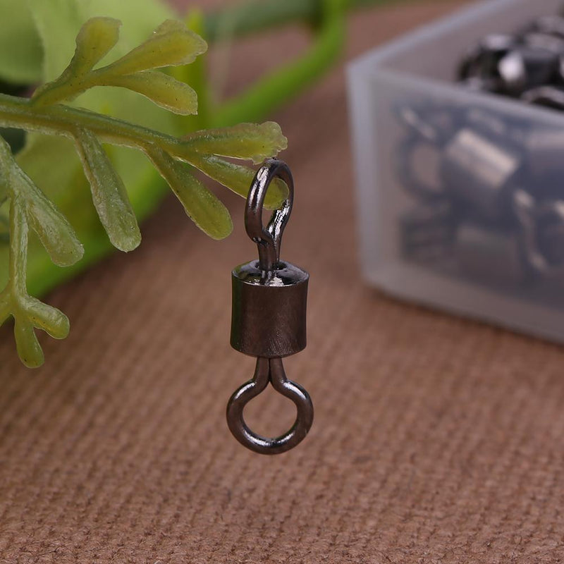 250pcs Ball Bearing Swirl Solid Ring Fishing Hook Connector + Plastic Box