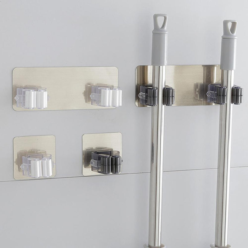 10pcs Wall Mounted Mop Holder Broom Brush Hanger Rack Organizer(Black-2)