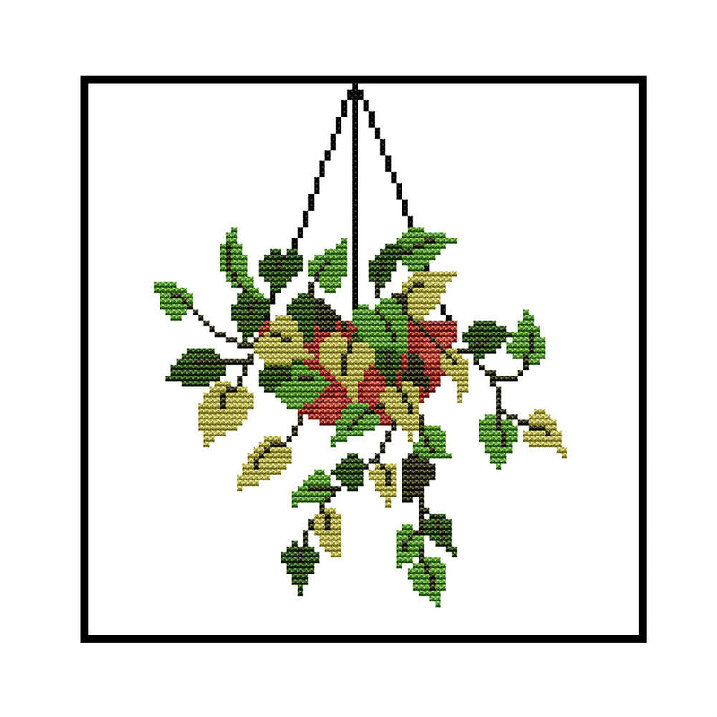 14CT Partial Cross Stitch Hanging Basket Stamped DIY Embroidery Kits Crafts