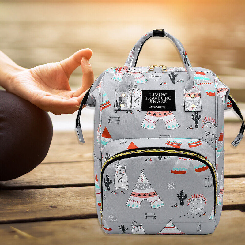 Women Floral Print Backpack School Shoulder Bag Big Capacity Oxford Cloth Packs