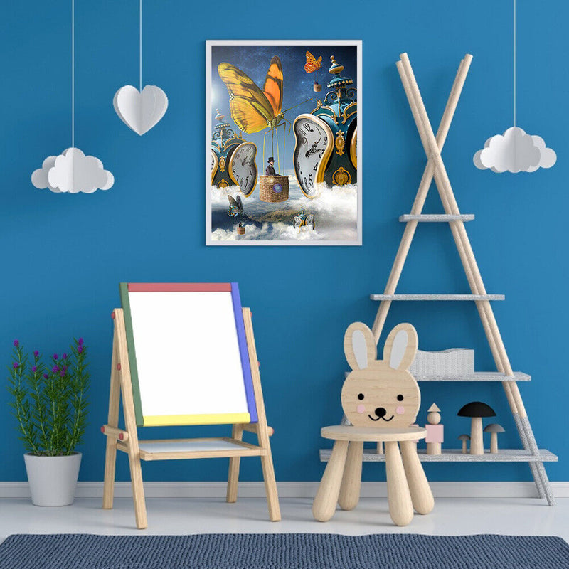 Clock And Butterfly 40x50cm Oil Paint By Numbers Picture DIY Painting M472