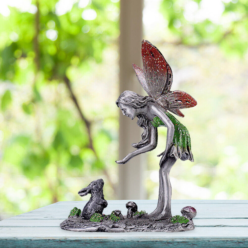 Metal Painted Flower Fairy Statue Outdoor Landscaping Angel Girl Sculpture Newly