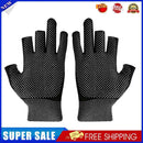 3 Fingers Cut Fishing Gloves Anti-Slip Sunscreen Angling Gloves (Black)