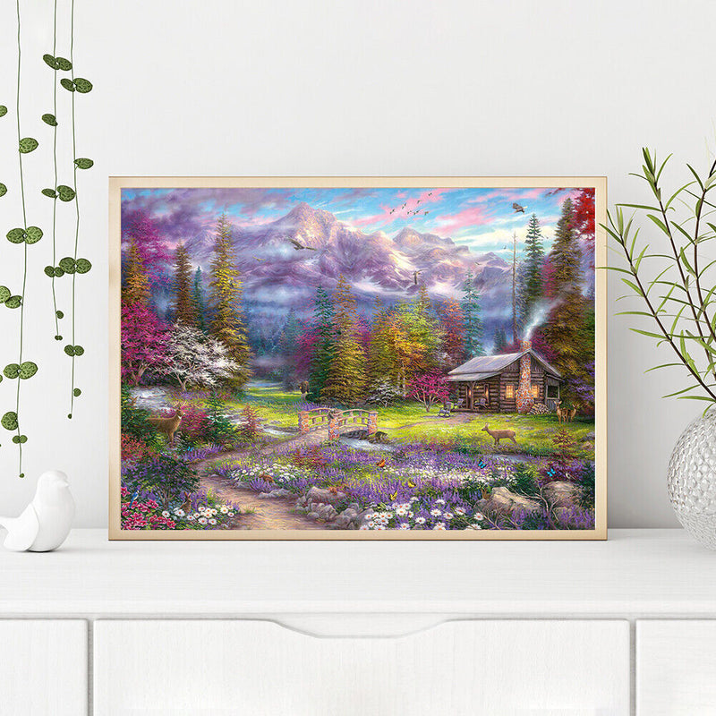Forest Cabin Frameless DIY Oil Paint by Numbers Kit Picture Wall Artwork