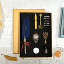 Retro with Nib Ink Bottle Calligraphy Feather Dip Pen Kit (Dark Blue)
