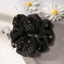 Chiffon Scrunchies Women Star Elastic Tie Hair Rope Ponytail Holder (Black)