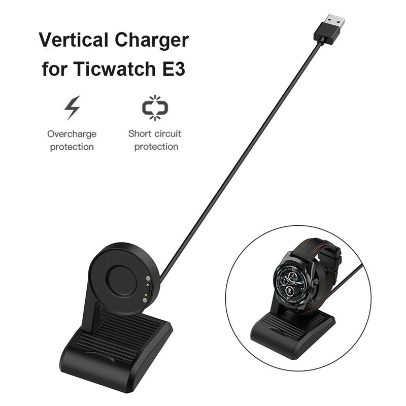 Smartwatch Dock Charger Stand USB Charging Cable Holder Adapter for Ticwatch E3