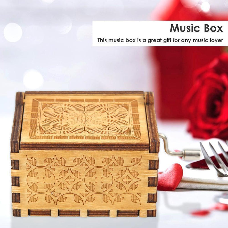 Creative Wooden Hand Crank Music Box for Souvenir Christmas Birthday Party Gifts