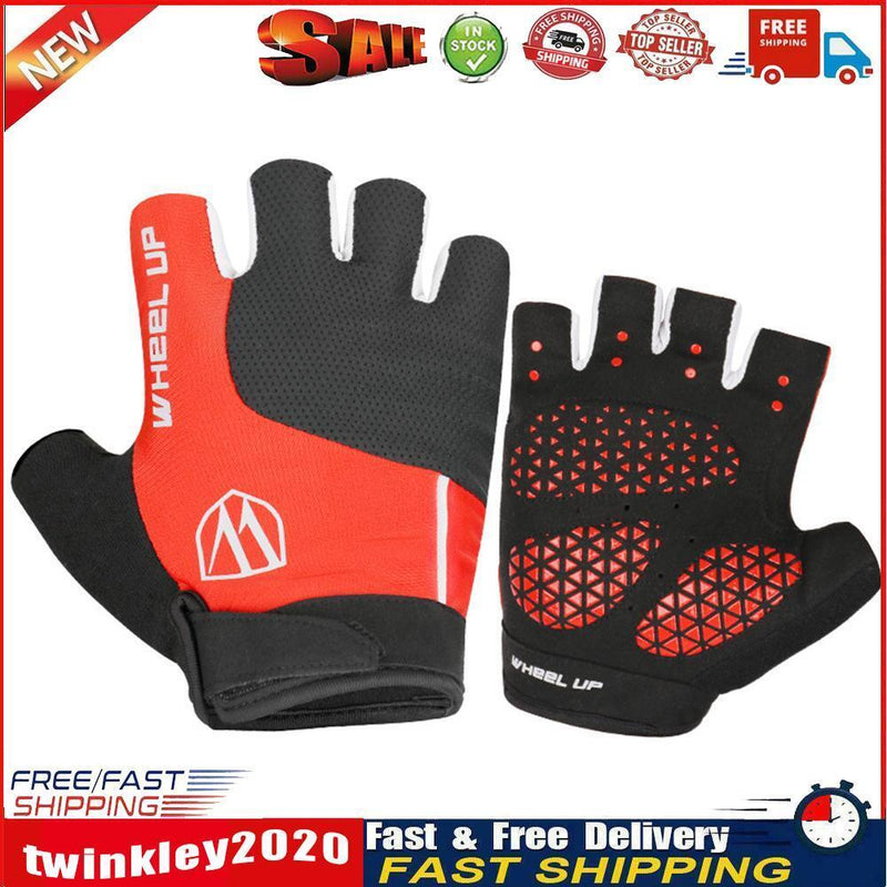 WHEEL UP Cycling Half Finger Gloves Sun Protection Sport Gloves (Red L) Newly