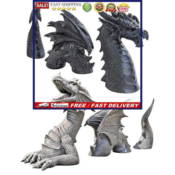 Gothic Dragon Statues Fantasy Animal Dragon Figures Garden Decor (2pcs)