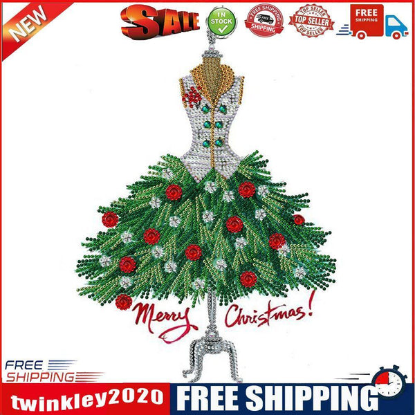 5D DIY Christmas Tree Dress Diamond Drawing Partial Special Shape Drill Kit