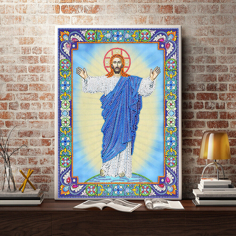 5D DIY Special Shaped Diamond Painting God Cross Stitch Mosaic Kit Home Wall Art