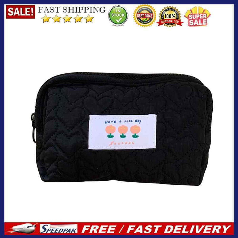 Cosmetic Bag Flower Heart Print Organizer Bag Pouches Zipper Small Beauty Cas