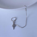Dangler Eardrop Earrings Tassel Chain Six-Pointed Star Diamonds Long Ear Clips