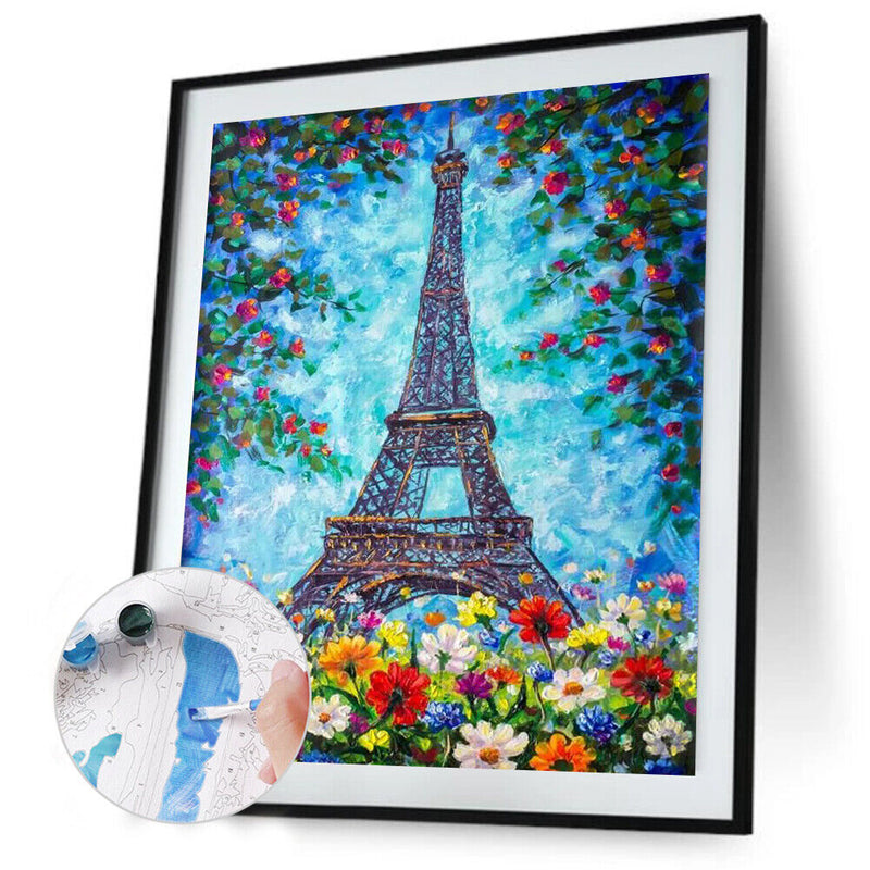 40x50cm Eiffel Tower Frameless Picture Oil Paint By Numbers Hand Painted Drawing