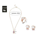 Women Moonstone Ring+Stud Earrings+Necklace Pendant Set Gifts Jewelry Chain F6S8
