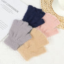 Color Imitation Mink Hair Half Finger Gloves Fingerless Mittens Plush Knitted