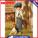 Little Boy Dog Picture Rhinestones Full Round 5D DIY Diamond Painting Handwork