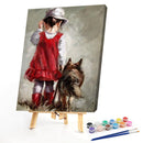 Frameless Painting By Numbers Red Skirt Girl DIY Handmade Drawing On Canvas