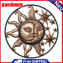 Metal Sun Moon Wall Hanging Sculpture Wrought Iron Ornament Art for Home Decor