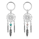 Fashion Alloy Pink Green Feather Buckle Pendant Dream Catcher Keychain Keyring
