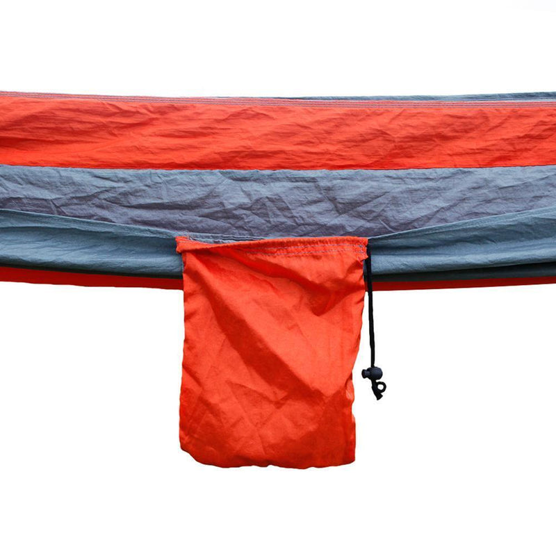 Nylon Parachute Fabric Double Hammock Orange Gray Backyard Relax Supplies