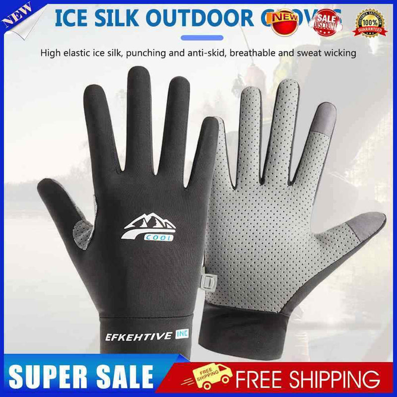 #A Ice Silk Adults Women Men Gloves Riding Full Finger Hand Gloves Breathable