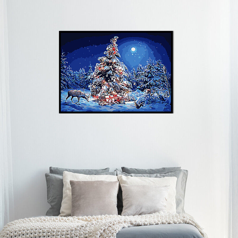 Acrylic Painting By Numbers DIY Christmas Tree Drawing Hand Painted Wall Picture