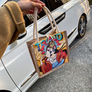 Casual Big Capacity Shopping Tote Portable Linen Women Lunch Bag Shoulder Pouch