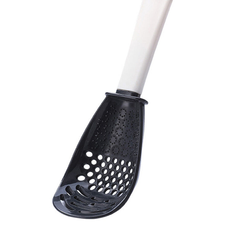 Multifunctional Spoon Potato Garlic Press Colander Cooking Tools (Black)