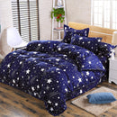 4pcs Star Printing Duvet Cover Flat Bed Sheet Pillowcase Soft Cotton Bedding