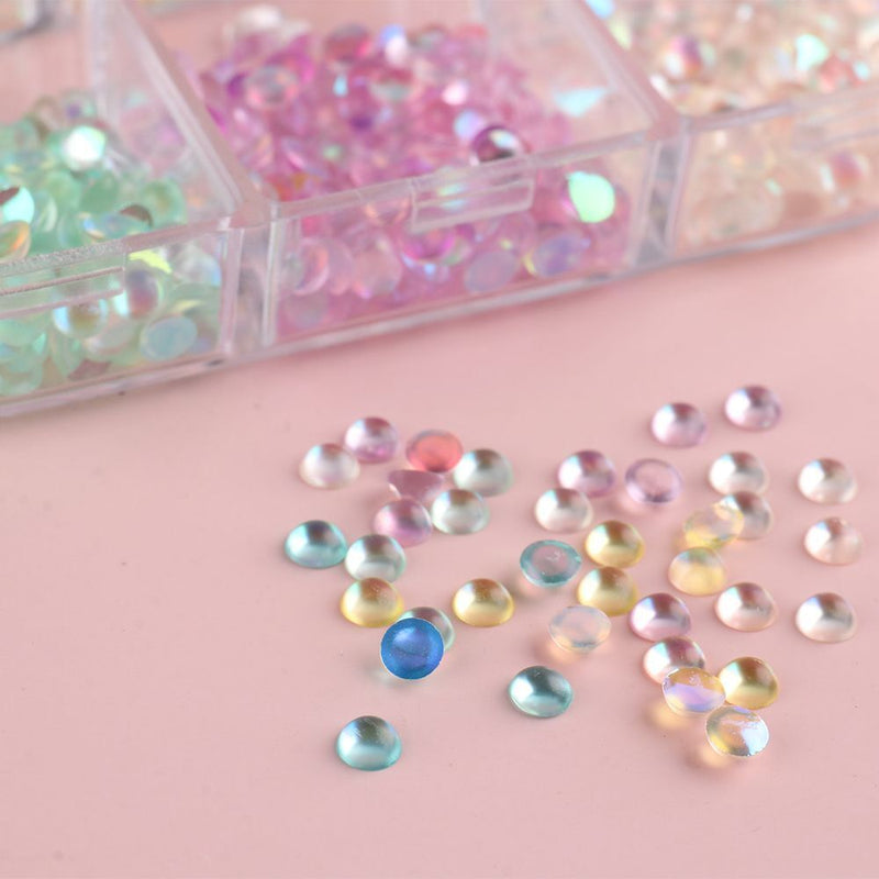 Diamond AB Color Crystal Aurora Mermaid Gradient Round Glass Nail Rhinestones