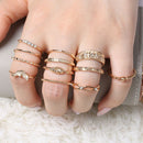 Punk Band Women  Boho Jewelry Stacking Crystal Rhinestone Knuckle Finger Ring
